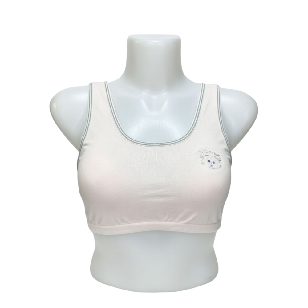Soft Cotton Sports Bra – Seamless Beginner Bra for Teens