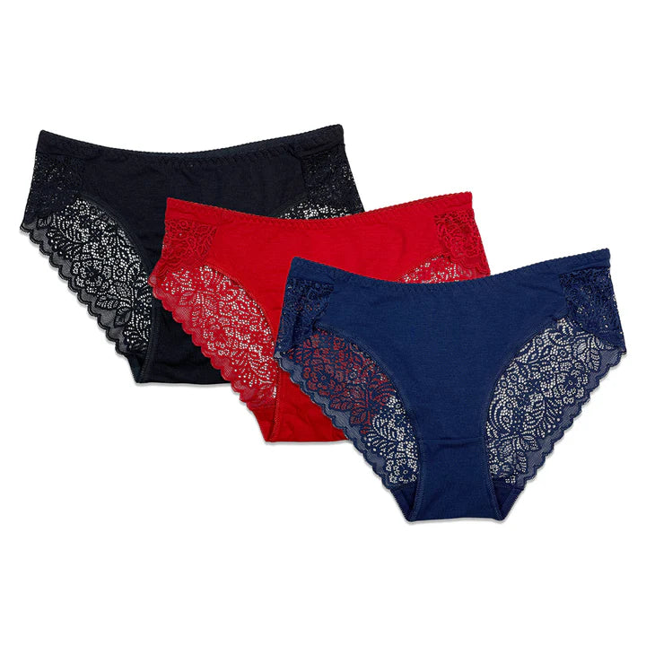 Pack of 3 Briefs Panties - Lace Charm