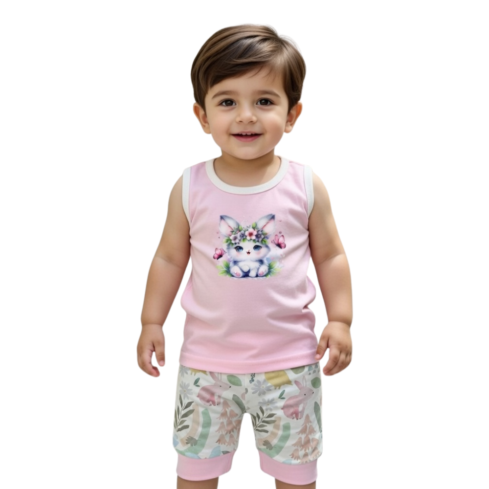Toddler Boys Summer Sando Suit – 2-Piece Sleeveless Tank & Printed Shorts Set