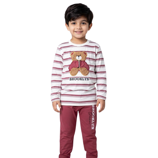 Boys "Brooklyn Bear" Striped Sweatshirt & Trouser 2-Piece Set