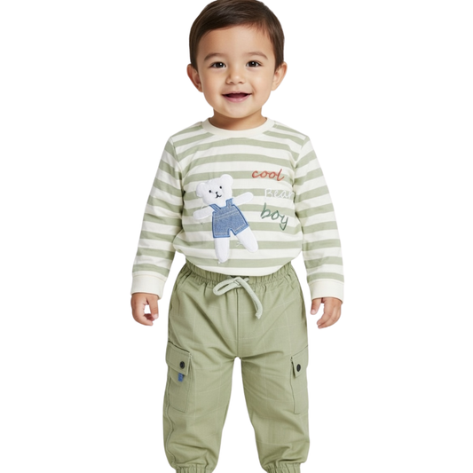 Kids Eid Edition: Boys Branded Cool Bear 2-piece outfit