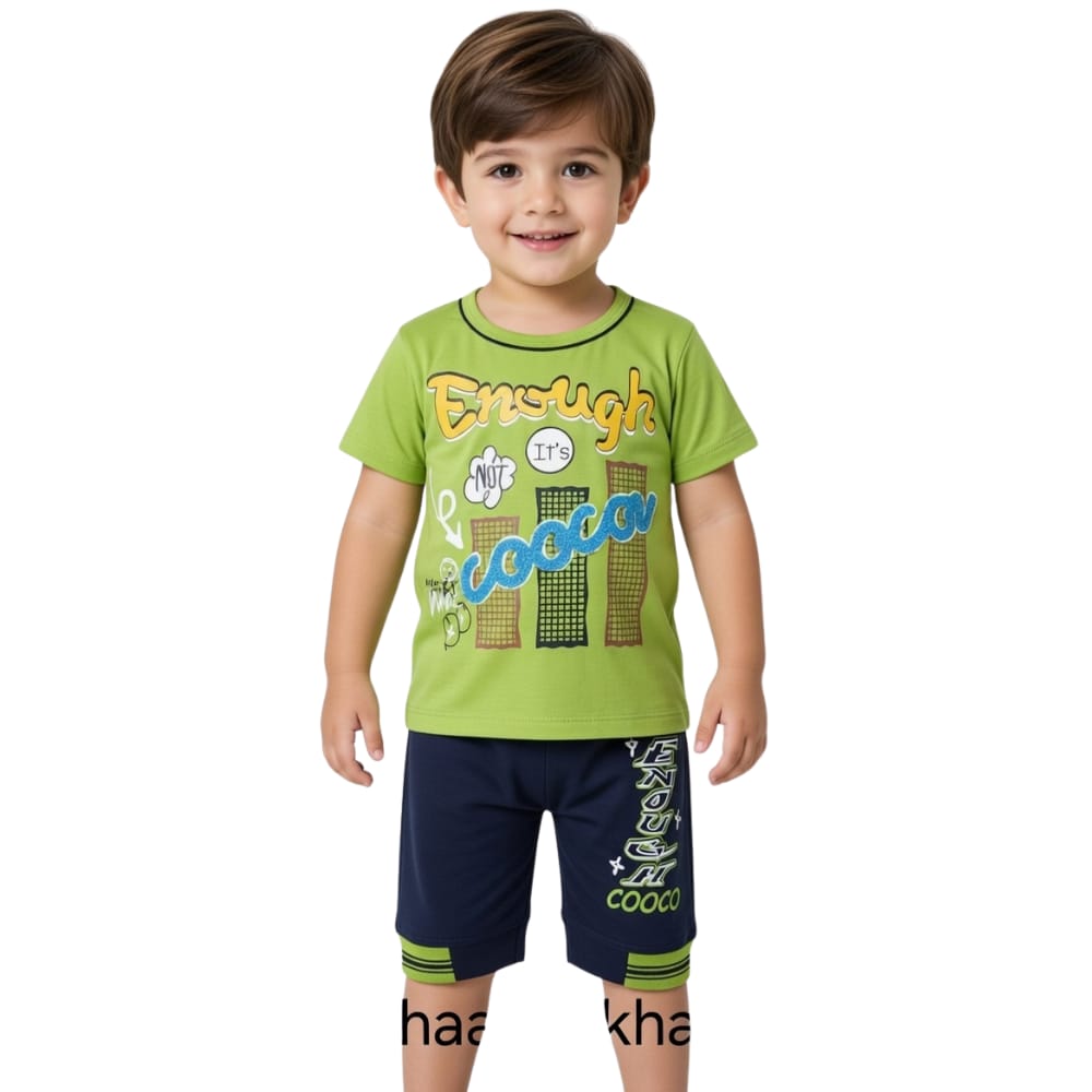 Enough" Graphic T-Shirt & Navy Shorts Set