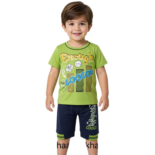 Enough" Graphic T-Shirt & Navy Shorts Set