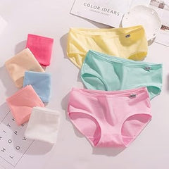 Young Girls Seamless Panties Antibacterial Panty Waist Elastic Briefs Underwear (pack of 3)