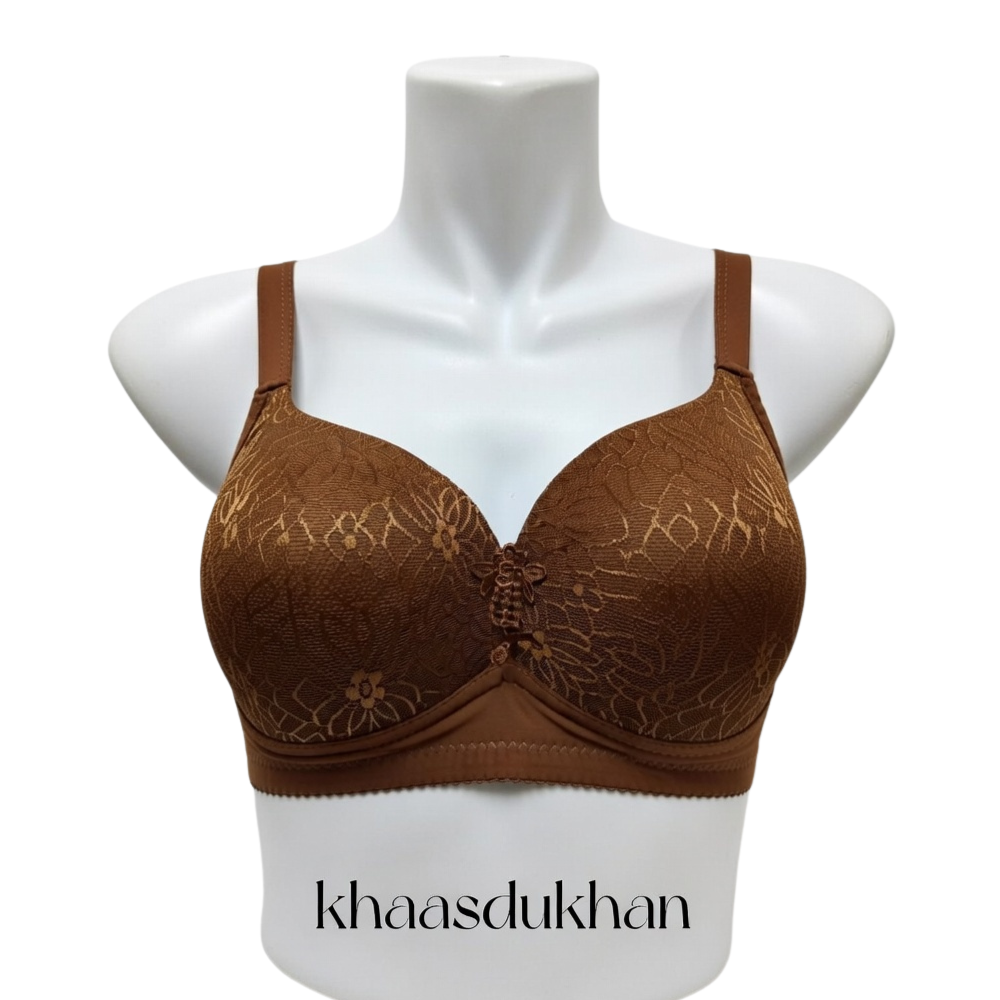 Full Coverage Lace Padded Bra – Elegant Wired Support