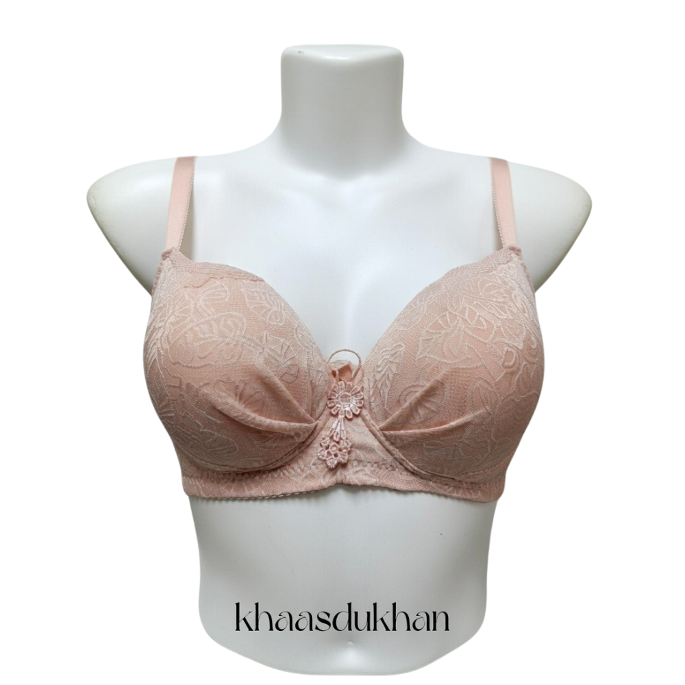Premium Floral Lace Padded Bra – Full Coverage Wired Support