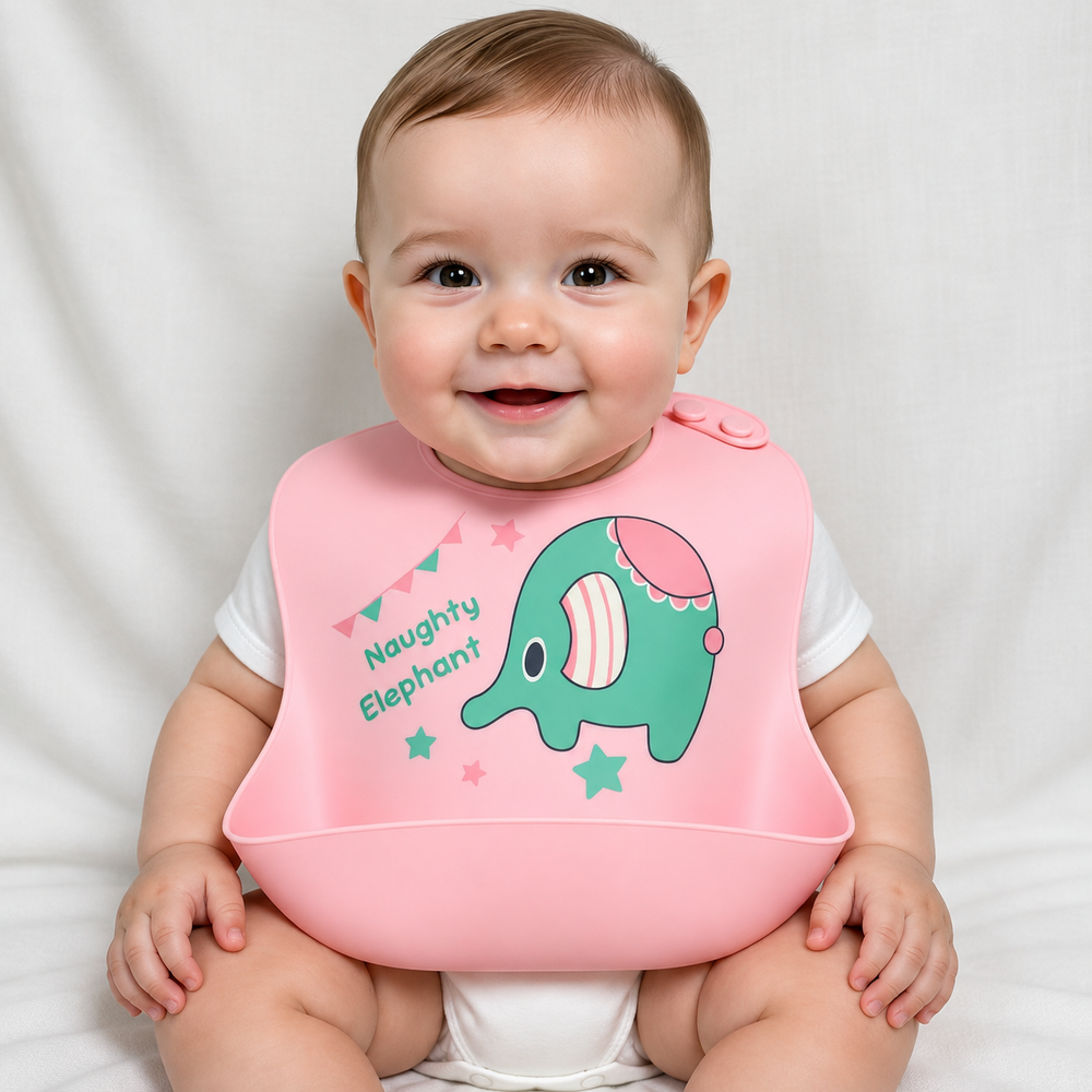 Baby Silicone Bib | Soft Waterproof Feeding Bib