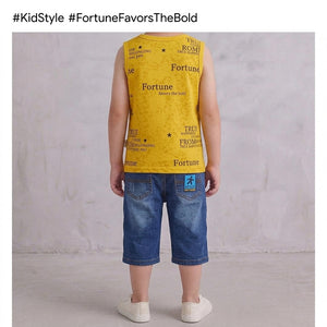 Boys 2-Piece Summer Set – Yellow Top & Denim Shorts