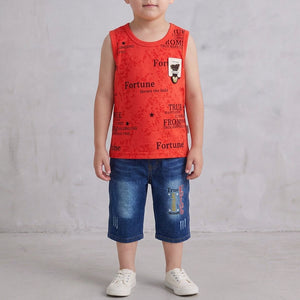 Boys 2-Piece Summer Set – Yellow Top & Denim Shorts