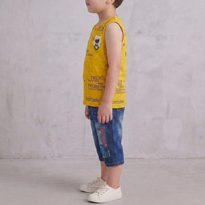 Boys 2-Piece Summer Set – Yellow Top & Denim Shorts