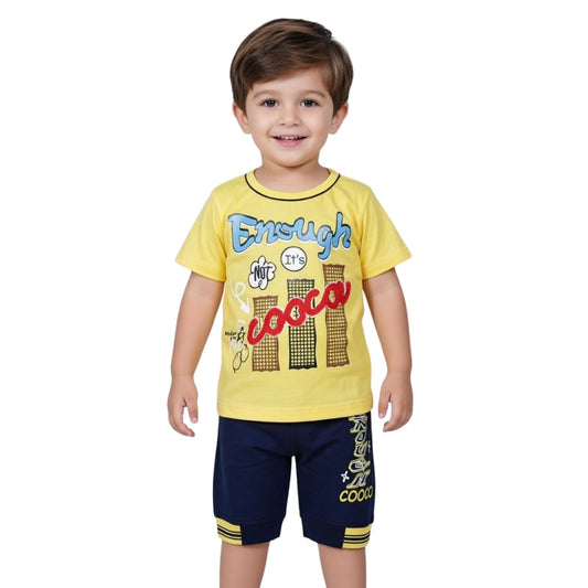 Enough" Graphic T-Shirt & Navy Shorts Set