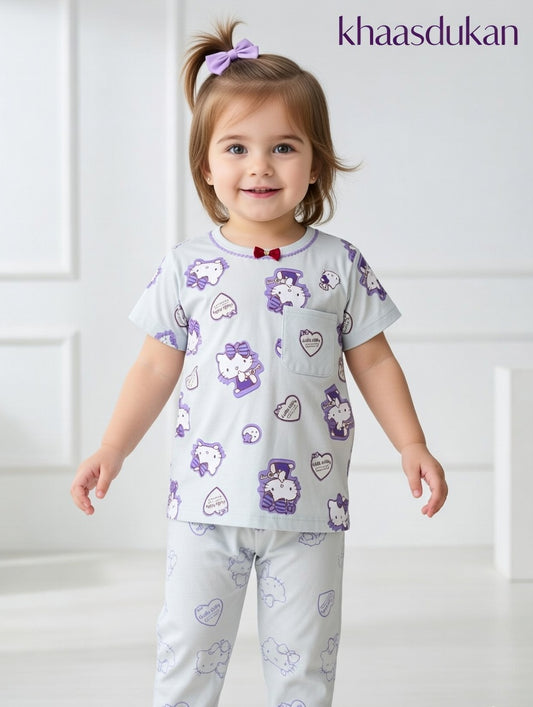 Little Girls' Hello Kitty Cotton Pajama Set