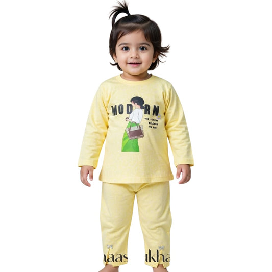 Girls' Casual "Modern" Half Sleeves T-Shirt & Trouser Set